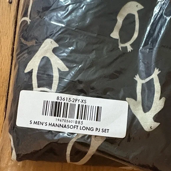 Hanna Andersson* HannaSoft* Long PJ Set* Black and White Penguin Pajamas* MENS - Picture 4 of 5